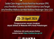 KPU Kota Pekalongan Buka Seleksi Calon PPK Pilkada 2024