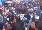 Manado Lumpuh, Ribuan Massa Pendukung E2L -HJP Turun Ke jalan Rayakan Kemenangan Setelah Membaca Hasil Real Qount Yang Signifikan.