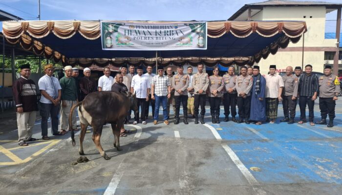 Polres Bitung Gelar Penyembelihan Hewan Kurban Idul Adha 1446 H